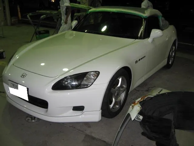 S2000フロントバンパー修理塗装左フロントフェンダー交換　ディーラー指定鈑金工場タキザワ自動車