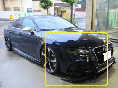 AUDI アウディ　RS7 フロント事故修理　車両保険修理　